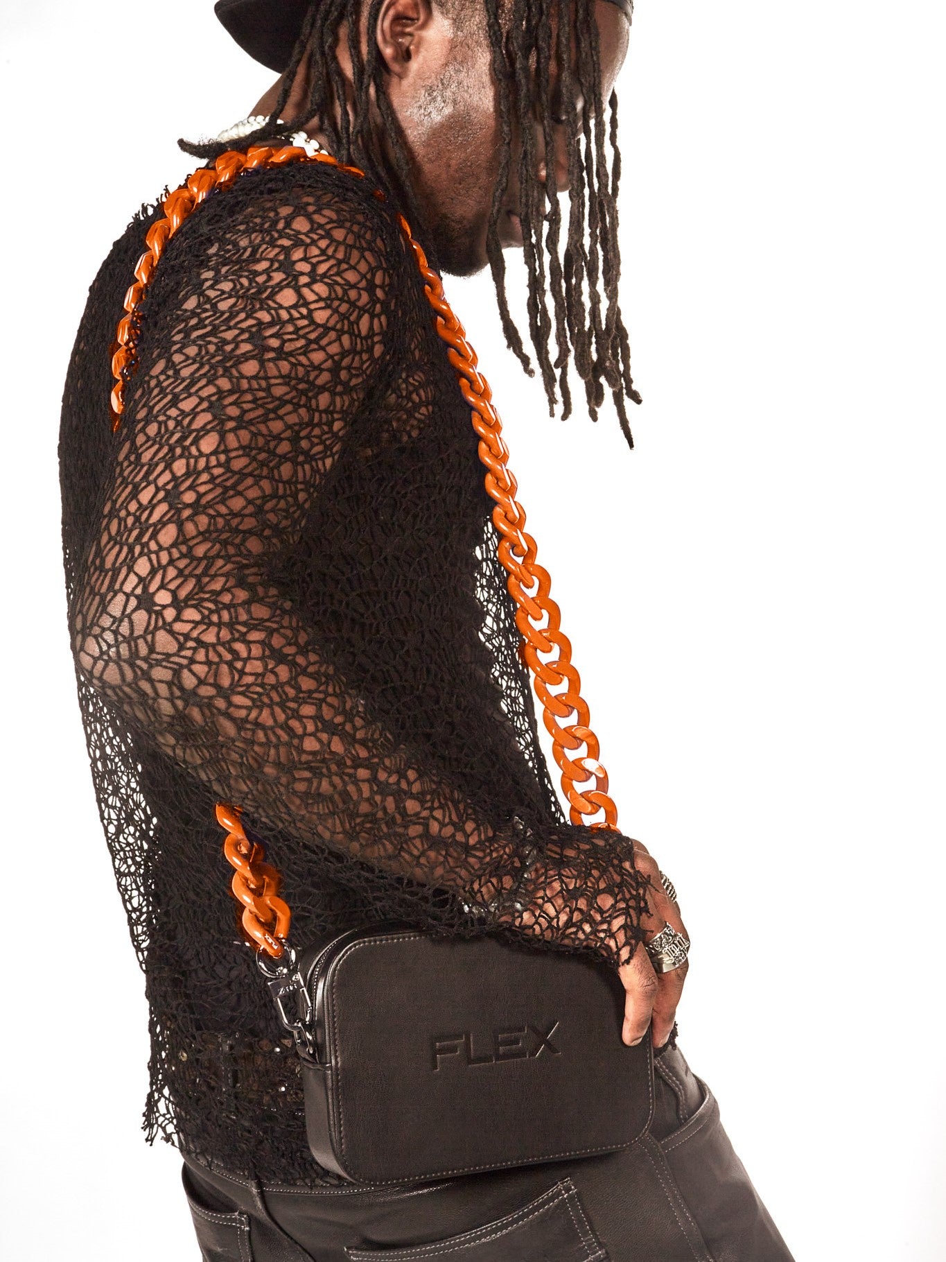 Crescent-Shaped Designer Crossbody Chain Handbag, Copper – Thale Blanc